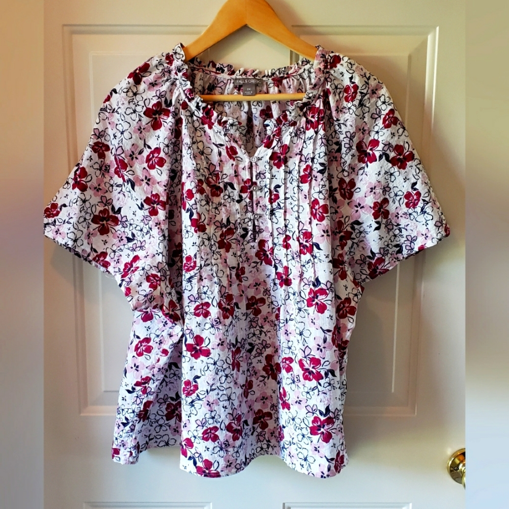 Pink and navy floral Blouse